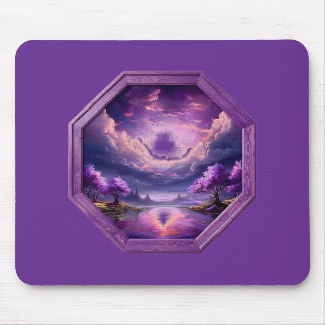 Beautiful Frame Purple Landscape With Reflections  Mouse Mat (Front)