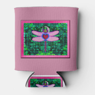 Beautiful Framed “Crackel Framed Dragonfly” Artwor Can Cooler