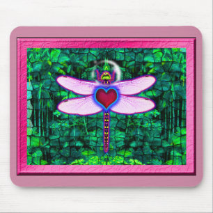 Beautiful Framed “Crackel Framed Dragonfly” Artwor Mouse Mat