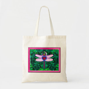 Beautiful Framed “Crackel Framed Dragonfly” Artwor Tote Bag