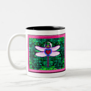 Beautiful Framed “Crackel Framed Dragonfly” Artwor Two-Tone Coffee Mug