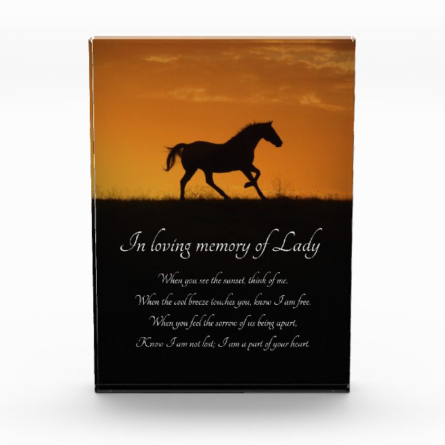 Beautiful Free Spiritual Horse Memorial Photo Block (Front)