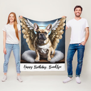 Beautiful French Bulldog & Angel Wings Fleece Blanket