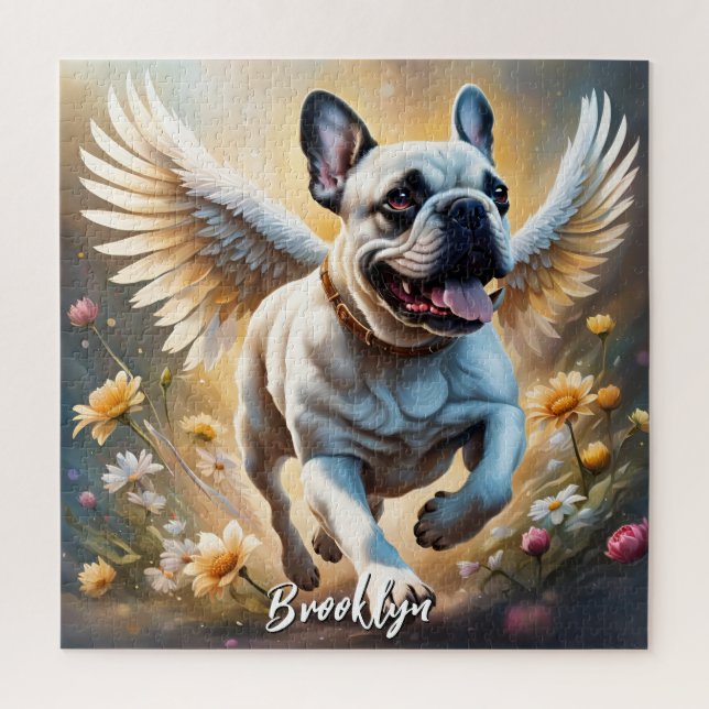 Beautiful French Bulldog & Angel Wings Jigsaw Puzzle (Vertical)