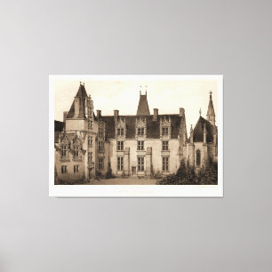 Beautiful French Chateau in Sepia Tones Canvas Print