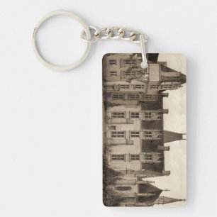 Beautiful French Chateau in Sepia Tones Key Ring