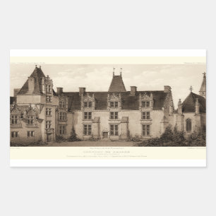 Beautiful French Chateau in Sepia Tones Rectangular Sticker