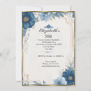 Beautiful French Vintage 50th Birthday Party Invitation