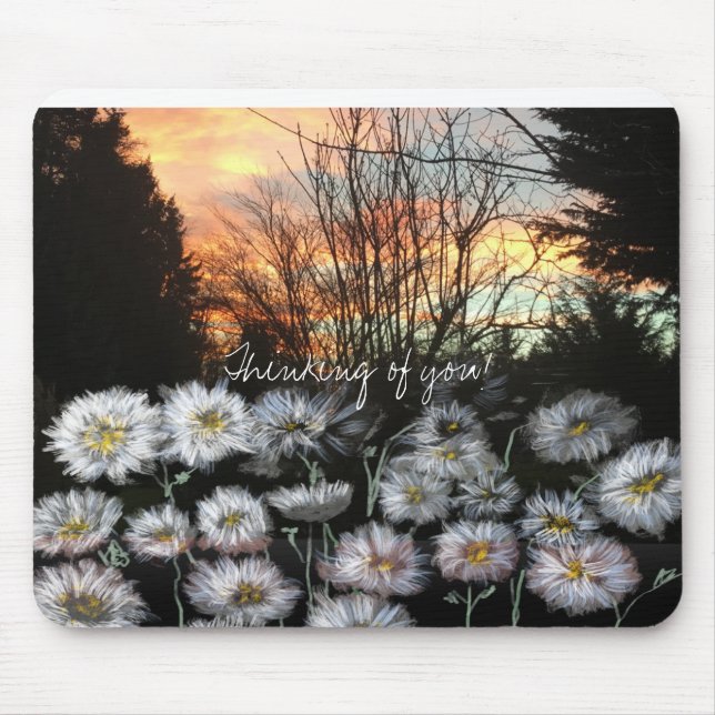 Beautiful, Fresh Daisies Against A Winter's Sunset Mouse Mat (Front)