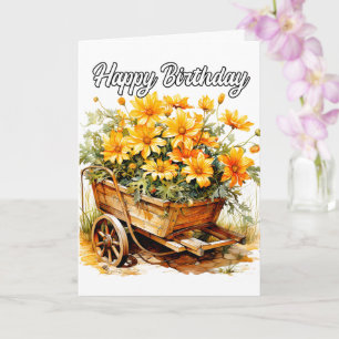 Beautiful Fresh Flowers Happy Birthday Card