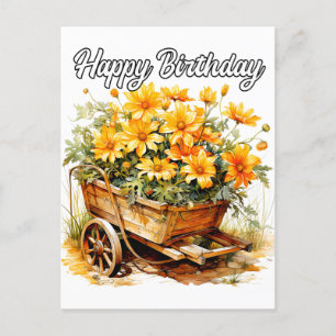 Beautiful Fresh Flowers Happy Birthday Postcard