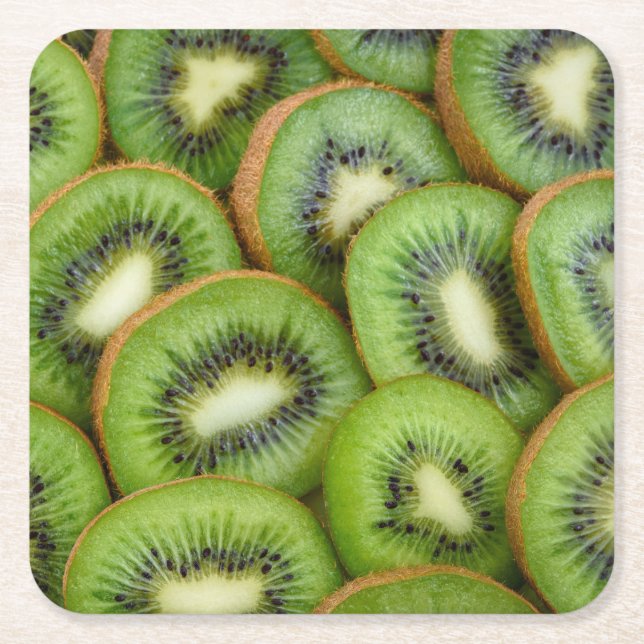 Beautiful Fresh KiWi Ready to Eat Square Paper Coaster (Front)