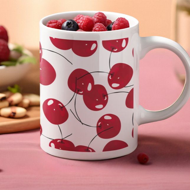 Beautiful Fresh Red Cherry Themed Coffee Mug (Creator Uploaded)