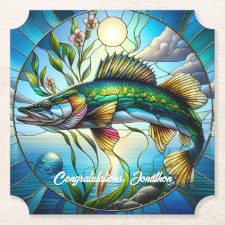 Beautiful Freshwater Fish and Blue Lake Paper Coaster