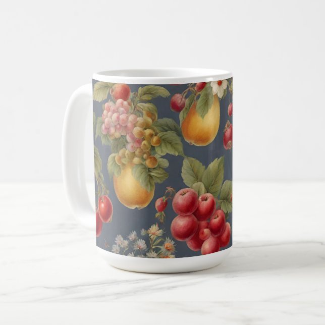 Beautiful Fruits and Flowers. French Style Coffee Mug (Front Left)