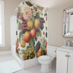Beautiful Fruits and Flowers in French Style Shower Curtain