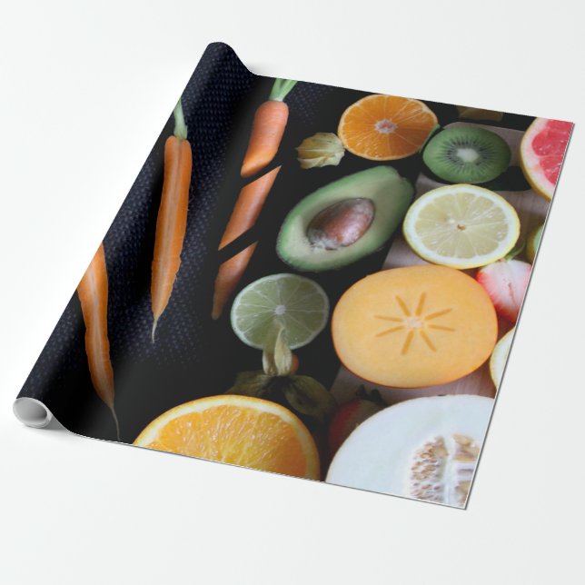 Beautiful Fruits And Vegetables Wrapping Paper (Unrolled)