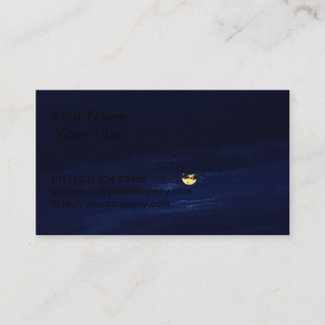 Beautiful Full Moon in Midnight Blue Clouds Business Card (Front)