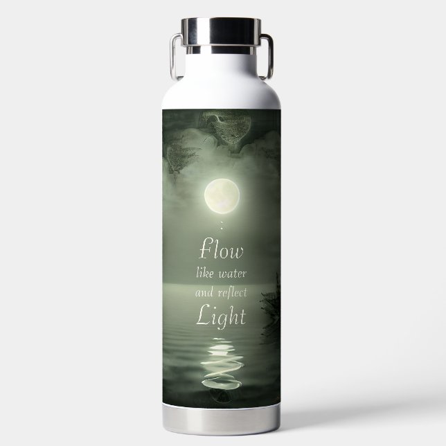 Beautiful Full Moon Moonlight Water Inspirational Water Bottle (Front)