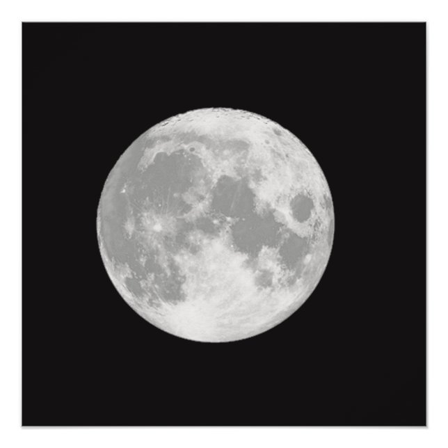 Beautiful Full Moon on Black Poster (Front)