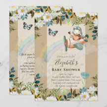 Beautiful Fun Pilot Baby Boys Shower Invitations