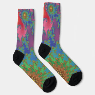 Beautiful Funky Rainbow Coloured Fractal Art Socks