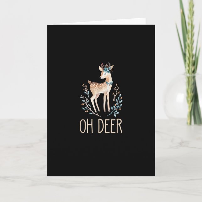 Beautiful Funny Deer Oh Deer Modern Design Card (Front)