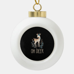 Beautiful Funny Deer Oh Deer Modern Design Ceramic Ball Christmas Ornament