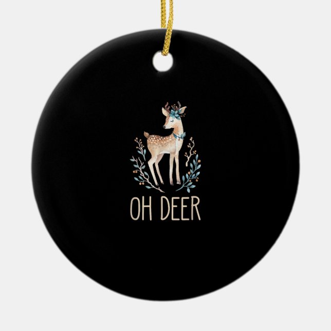 Beautiful Funny Deer Oh Deer Modern Design Ceramic Tree Decoration (Front)