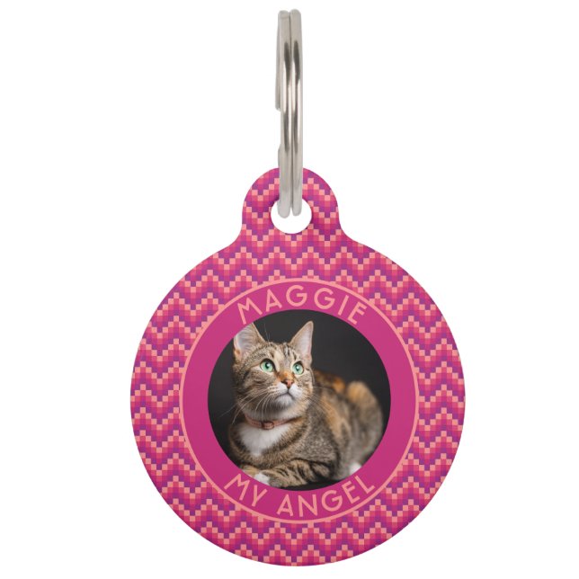 Beautiful Fur Mom Gift Chevron Pattern Pet Tag (Front)