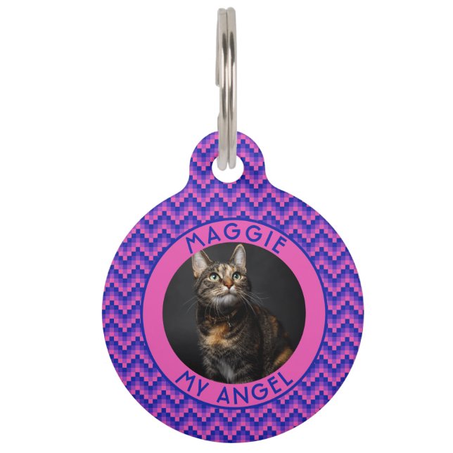 Beautiful Fur Parent Gift Chevron Pattern Pet Tag (Front)