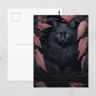 Beautiful Furry Black Cat  Postcard