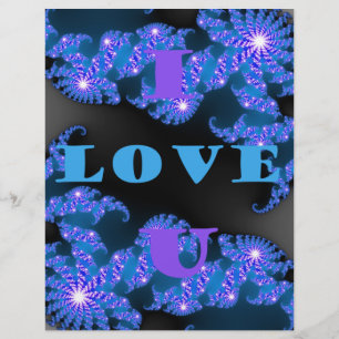 Beautiful Galactic Blue Love Text Pattern Design,
