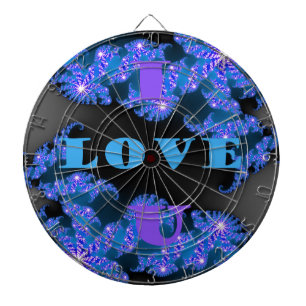 Beautiful Galactic Blue Love Text Pattern Design, Dartboard