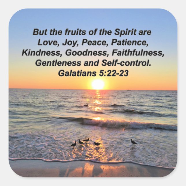 BEAUTIFUL GALATIANS 5 SUNRISE SQUARE STICKER (Front)