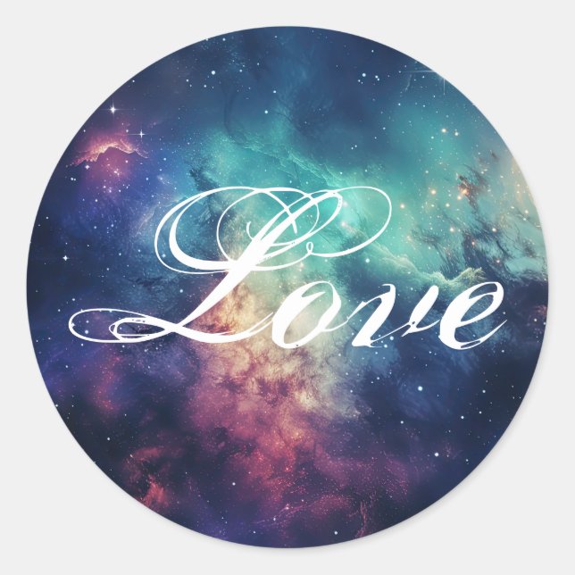 Beautiful Galaxy Celestial Under the Stars Love Classic Round Sticker (Front)
