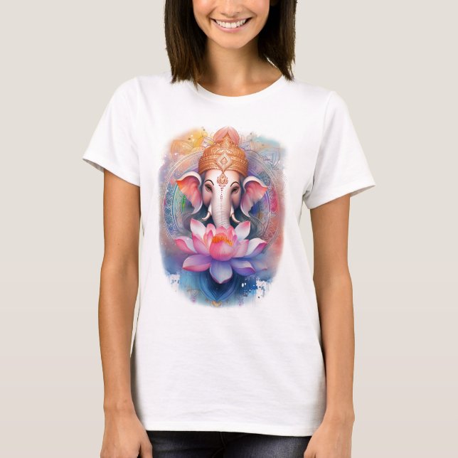 Beautiful ganesha and lotus T-Shirt (Front)