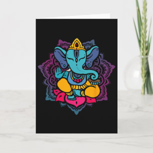 Beautiful Ganesha In Yoga Lotus Meditation Mandala Card