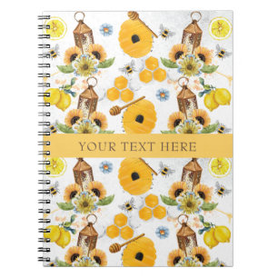 Beautiful Garden Bee Sunflower Pattern Notebook