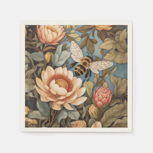 Beautiful Garden Bee With Protea Flowers Napkin