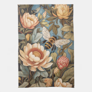Beautiful Garden Bee With Protea Flowers Tea Towel
