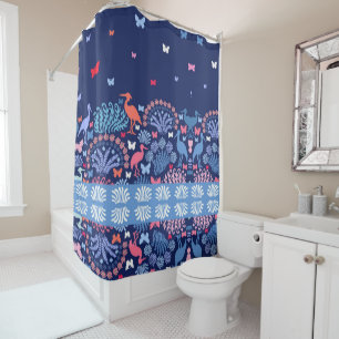 Beautiful Garden Border Butterfly Bird Flowers     Shower Curtain