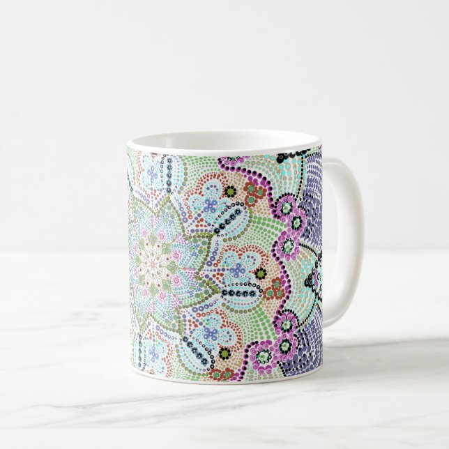 Beautiful Garden Doily Mandala Art Coffee Mug (Front Right)