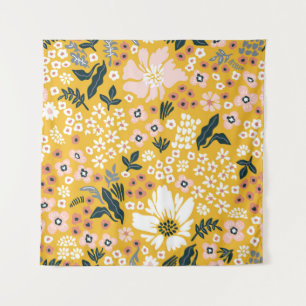 Beautiful garden flowers on yellow background. Sea Tapestry