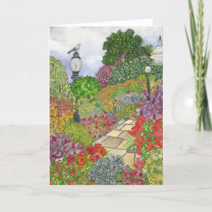 Beautiful Garden Landscape Watercolor  Note Card