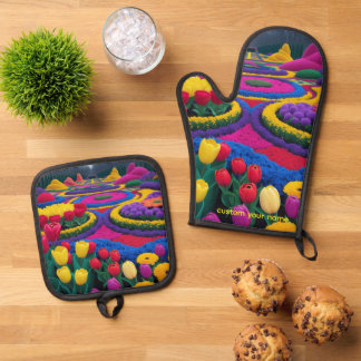 Beautiful Garden Oven Mitt & Pot Holder Set