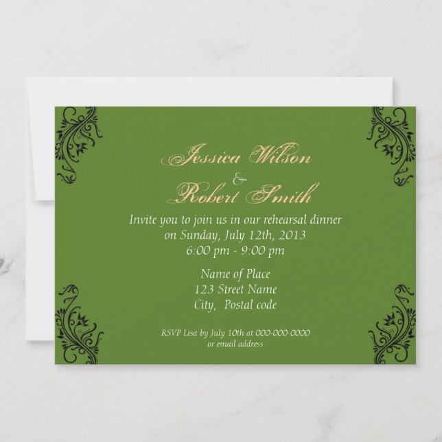 Beautiful garden rehearsal dinner invitations (Front)