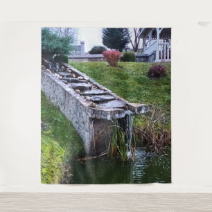 Beautiful Garden Waterfall – Wild Nature Romania Tapestry