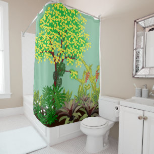 Beautiful Garden Yellow, Green, Purple, Red, White Shower Curtain