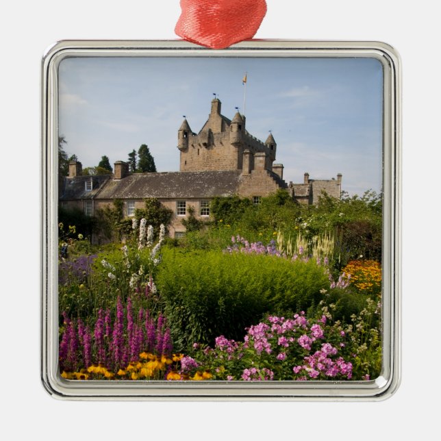 Beautiful gardens and famous castle in Scotland Metal Tree Decoration (Front)